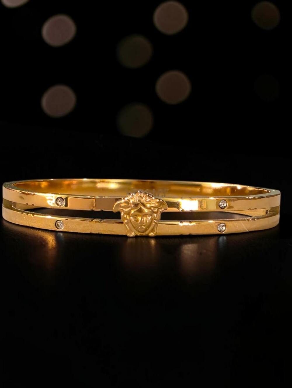 Gold Medusa Head Bangle Bracelet